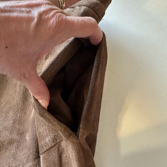 Vtg Brown Suede Patchwork Maxi Skirt Womens Grape Medium 10 Pockets Western 70s - Picture 9 of 10